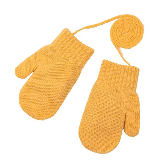 Kids Winter Gloves Warm Thickened Full Finger Mittens Knitted Gloves with Rope for Boys