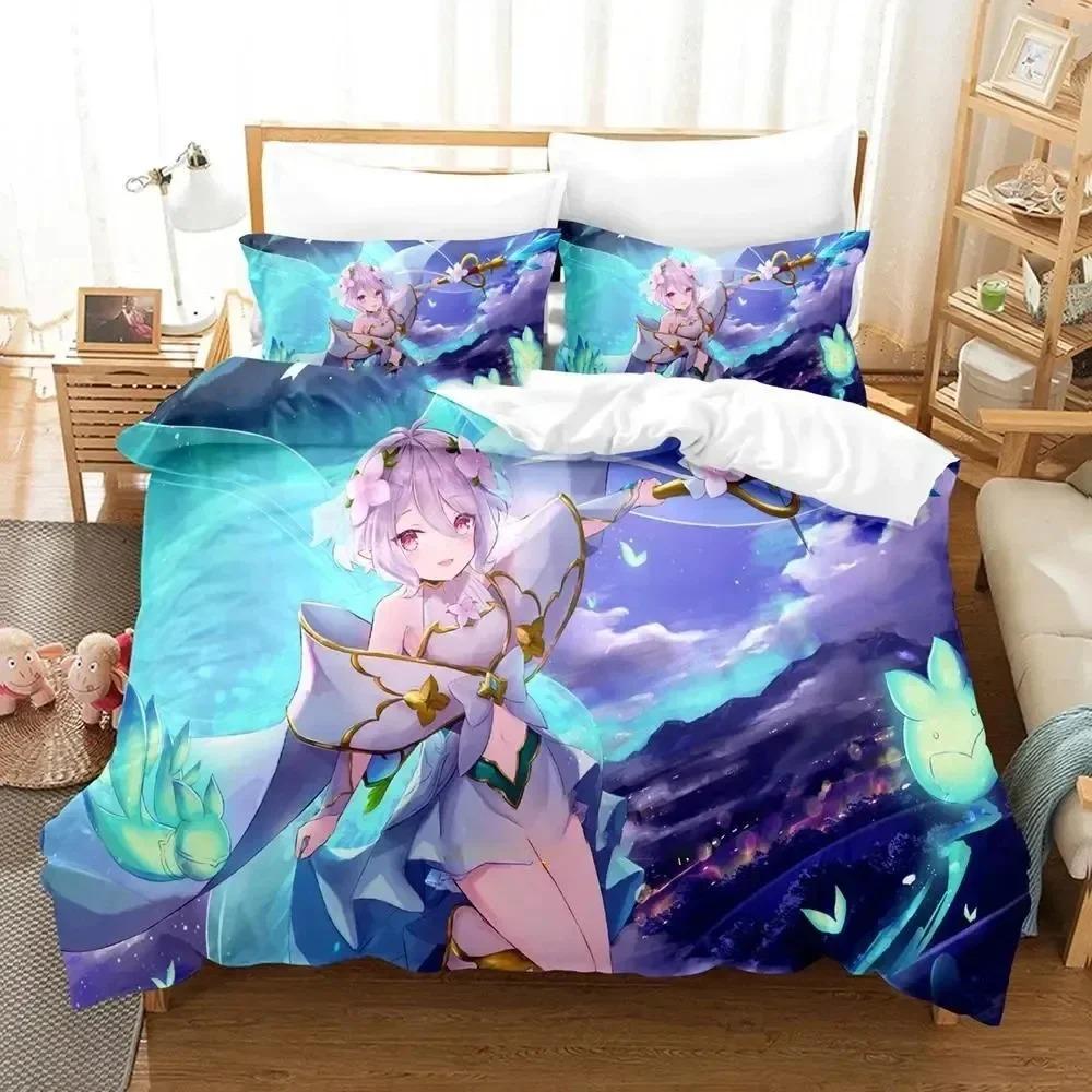 Kawaii Anime Princess Connect! Re Dive Bedding Set Boys Girls Twin Queen Size Duvet Cover Pillowcase Bed Kids Adult Home Textile
