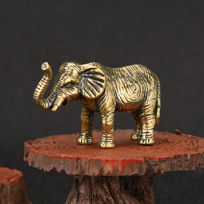 Bronze Minature Elephant Figurines Tea Pet Table Ornament Decorations Copper Animal Crafts Miniatures Home Decor Living Room