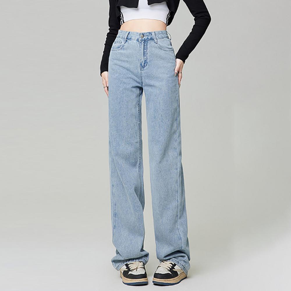 Frühling und Herbst Neue Drop Weitbein Mop-Jeans Damen Koreanische Hohe Taille Gerade Bedecken Skinny Denimhosen