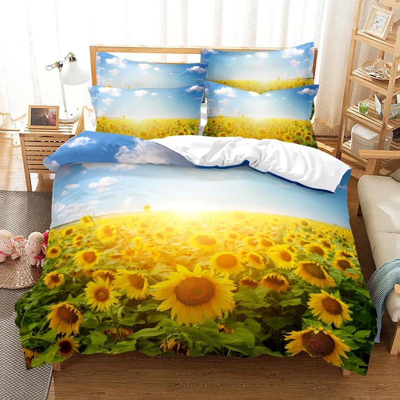 Rose Pattern Bedding Set, Duvet Set, Digital Printing Queen Bed Three-piece Set