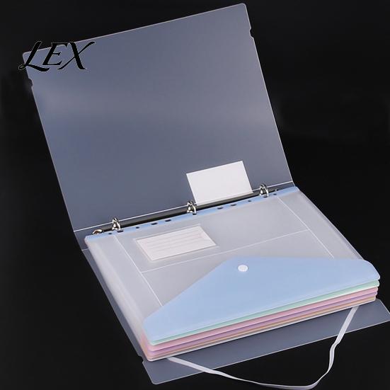 Student Exam Filing Organizer 11 Hole Expandable Binder Folders for 2/3/4 Ring Document Pouch, Plastic Envelopes Soft Color File Organizers