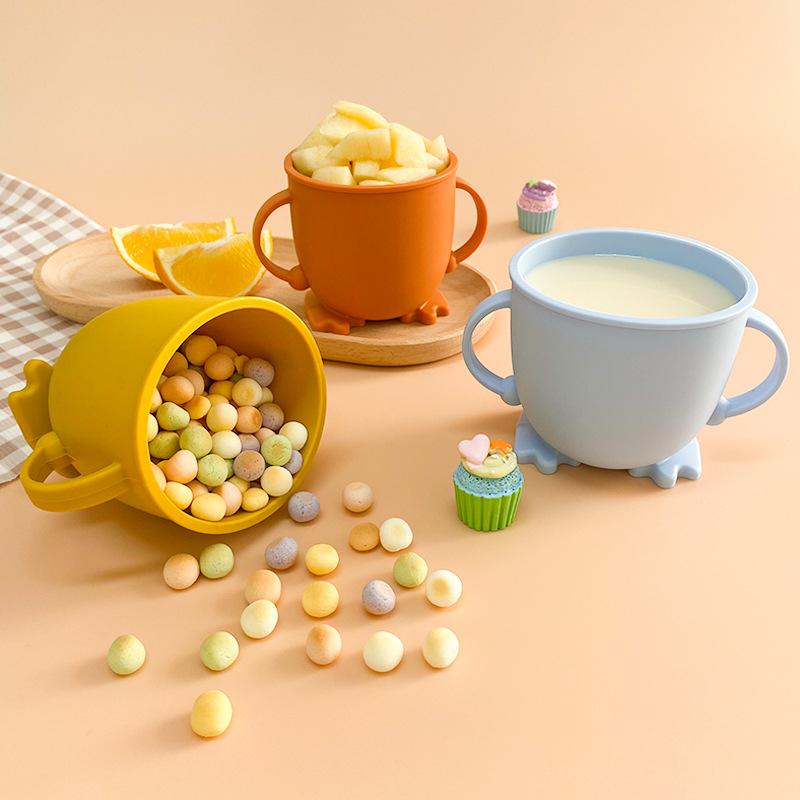 Infants and Children's Snack Cup Anti Drop Portable Silicone Learning and Training Drinking Cup