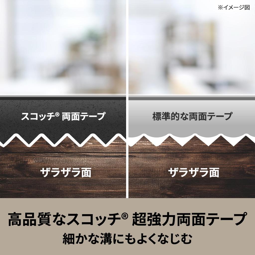 3M Extra for Wood and 19mm 4m Scotch Double-Sided Tape, Strong, Veneer, Wide, Long, SMZ-19R, Semi-Long