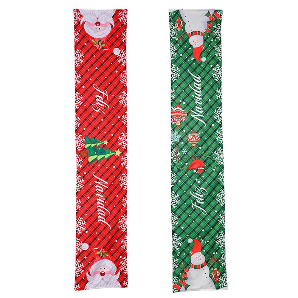 Festive Christmas Table Runner With Red Green Plaid Snowman Print For Holiday Decor