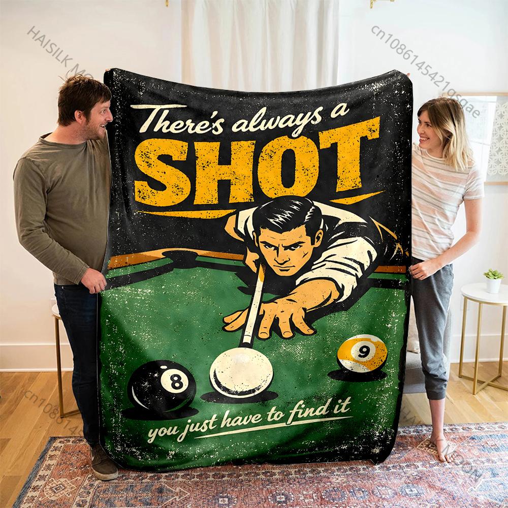 1PC Vintage pool poster aiming shot Print Adult Children Warm Blankets Home Travel Car Soft Comfortable Suitable for all seasons 75X95CM