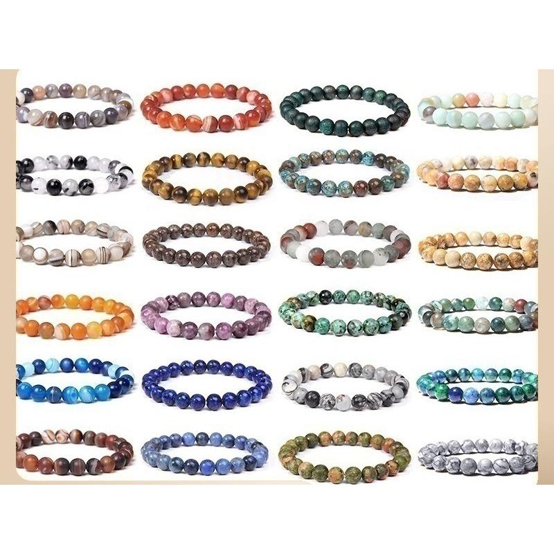 8Mm Natural Stone Bead Bracelet Men's Turquoise Elastic Bracelet.