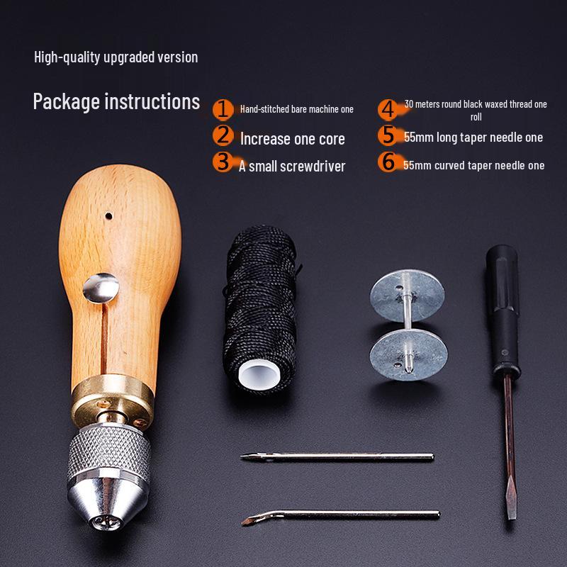 Leather Hand Stitcher & Sewing Machine Kit: DIY Cowhide Leathercraft Tools, Equipment, Diamond Awl, Hand Sewing Awl
