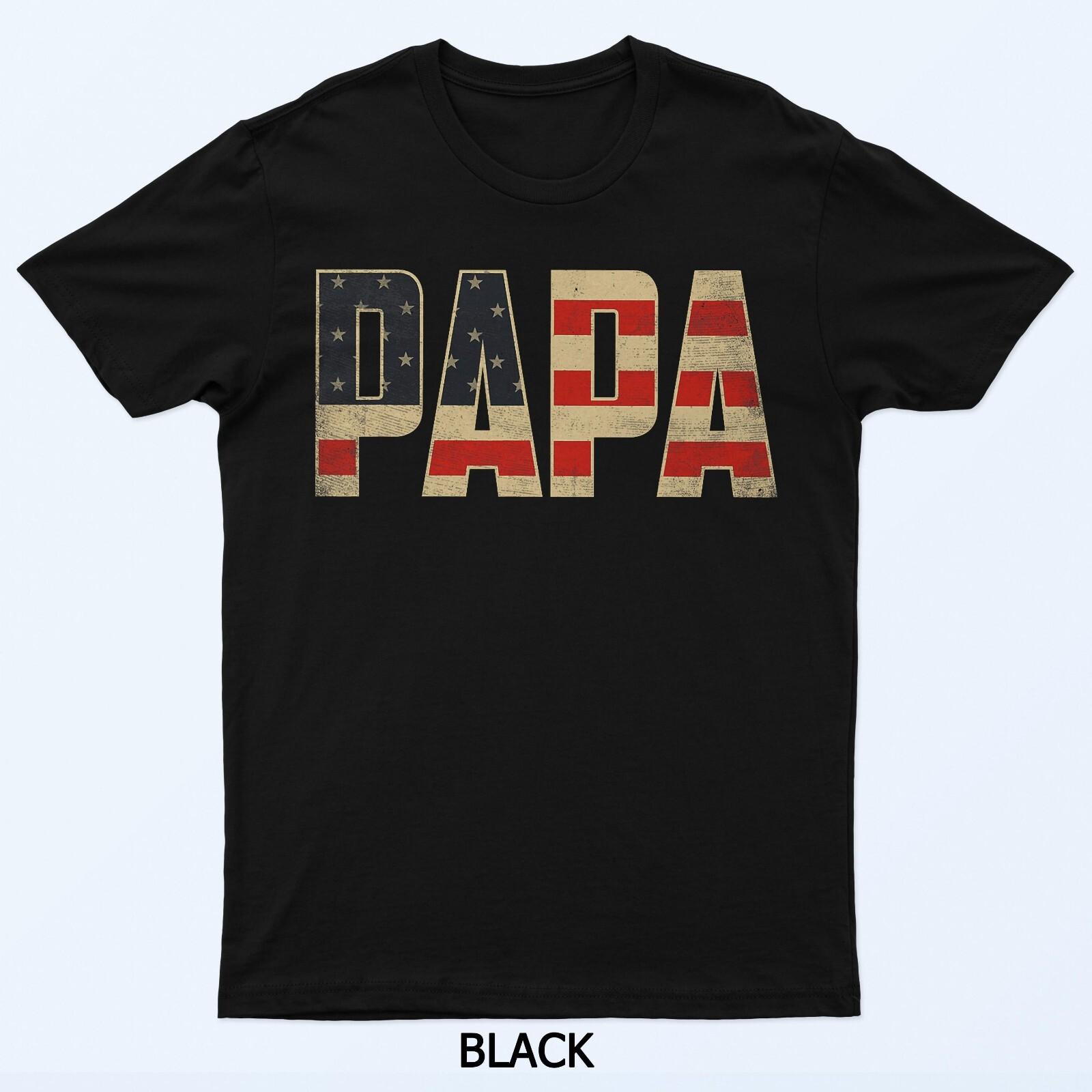 Папа Смелый Патриотическая Американская Флаг День Отца Папа Футболка 3XL