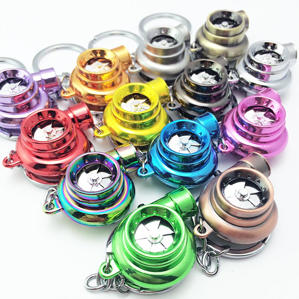Mini Turbo Turbocharger Keychain Spinning Turbine Key Chain Ring Keyring Keyfob Car Keyring Car Interior Accessories
