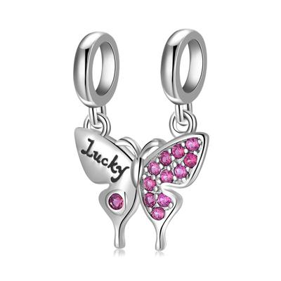Pendants Butterfly Pink Cubic Zircon New Arrival Color Color Bead Fit Charm Original European Wrist Bracelet Charms Jewelry MakingFashion Charm