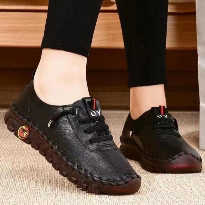 Spot handmade side seam thread large size beef tendon shoes shallow mouth outer wear single shoes 2025 new Roman style soft sole women's shoes