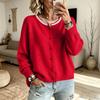 Women's Casual Color Loose Fit Long Sleeve Knit Cardigan for Everyday Wear