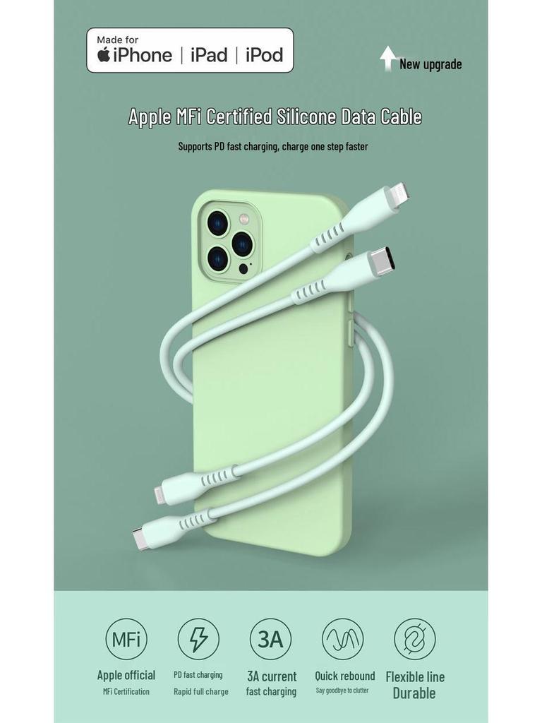 MFi Certified Ultra-Soft Silicone 1m Fast Charging Type-C Cable for iPhone 14