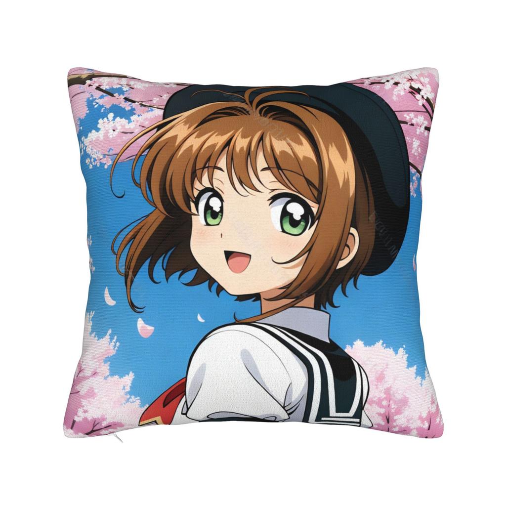 Sakura Magical Cartoon Anime Pillow Cover Comfy Cushion Cover Kawaii Pillow Case For Living Room Bed Chair