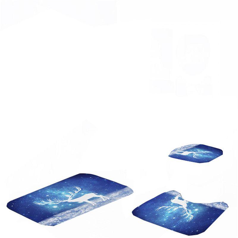 

Рождественская шторка для душа, крышка для сиденья унитаза, коврики, набор ковриков, украшение для ванной комнаты Blue White 3pcs,One Size