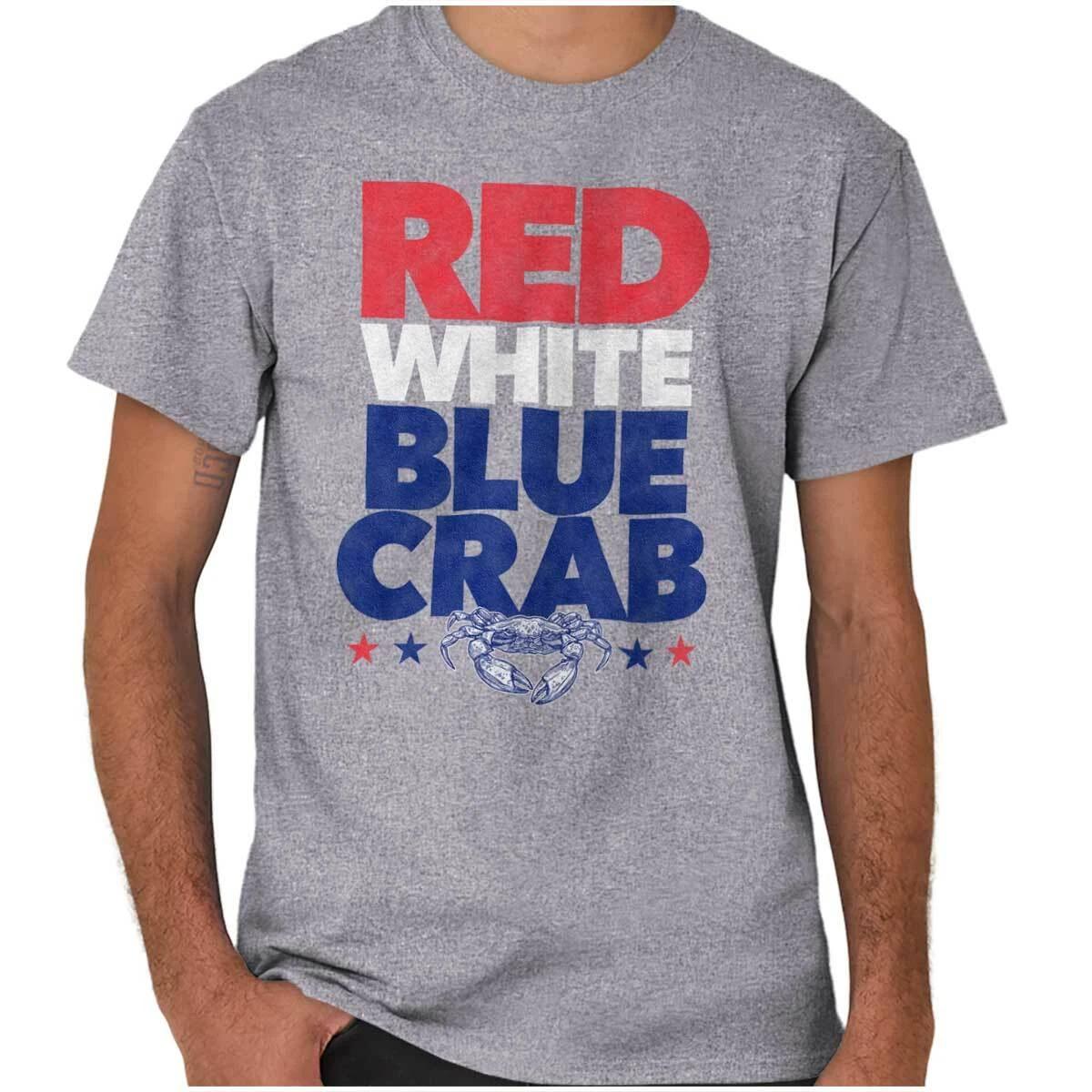 Maryland Crab Seafood Patriotic America Flag Womens or Mens Crewneck T Shirt Tee M