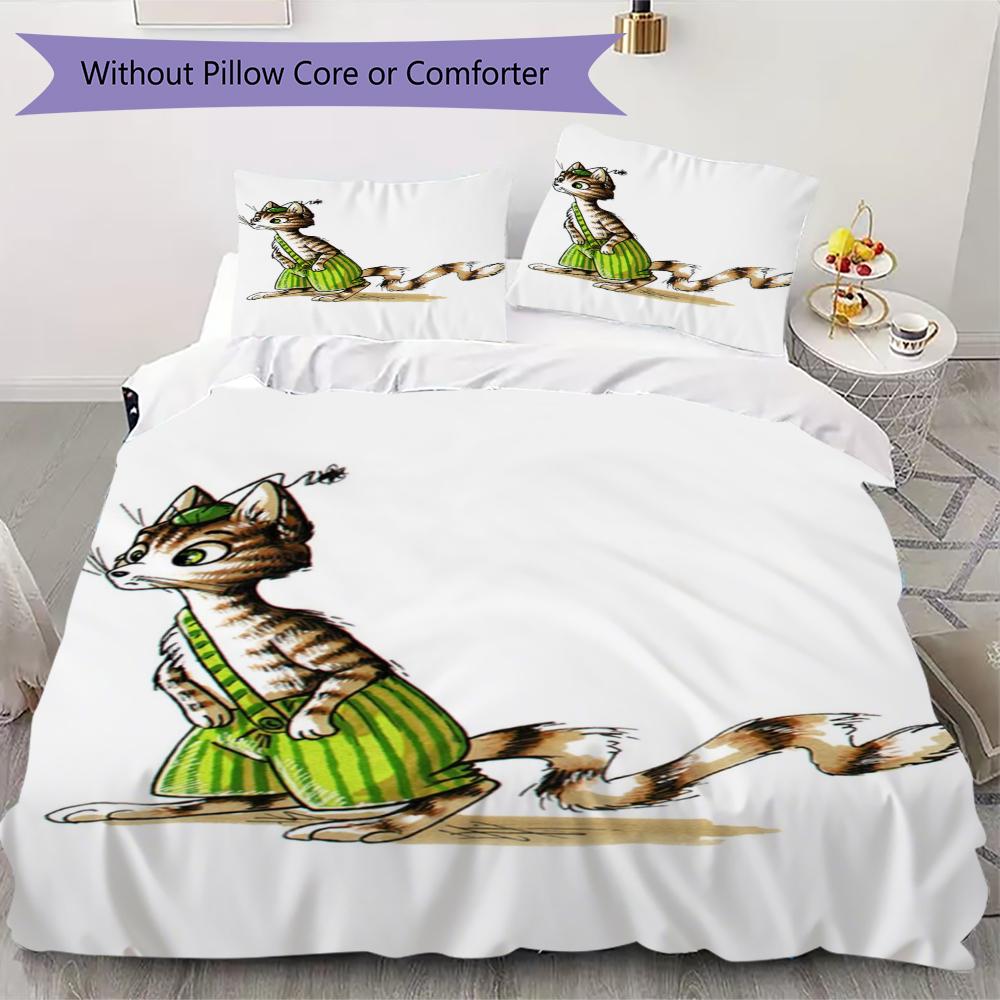 

Pettson and Findus Pattern Bedding uilt Set uilt Cover Pillowcase Home Decoration Birthday Gift (1 * duvet cover + 2 * pillowcase without core)108 135x200cm