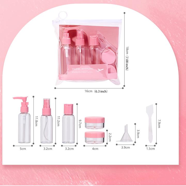 Lot de 7 flacons distributeurs de cosmétiques Dopamine Color Travel de 50 ml