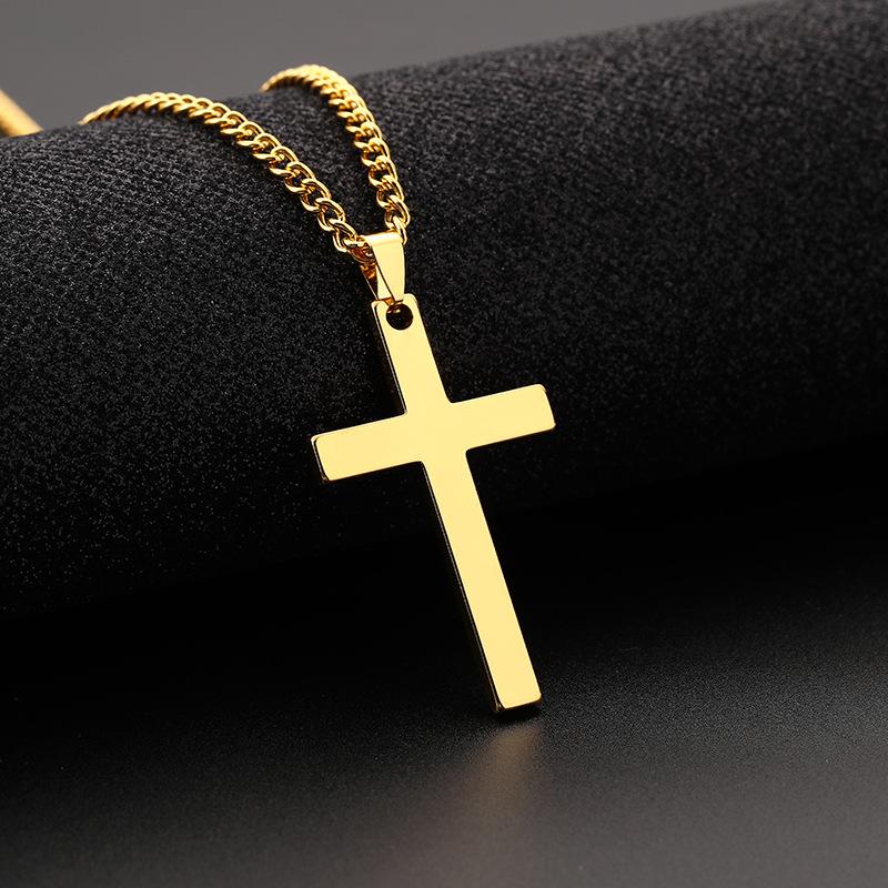 Hip-Hop Men's Trendy Stainless Steel Chain Cross Pendant Necklace - Punk Rock Style  Accessory