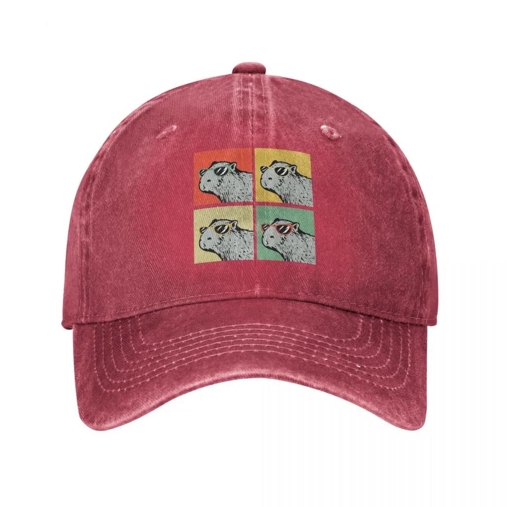 Capybaras Retro Animal Lover Baseball Caps Vintage   Distressed Washed Hats Golf Adjustable Fit Snapback Cap