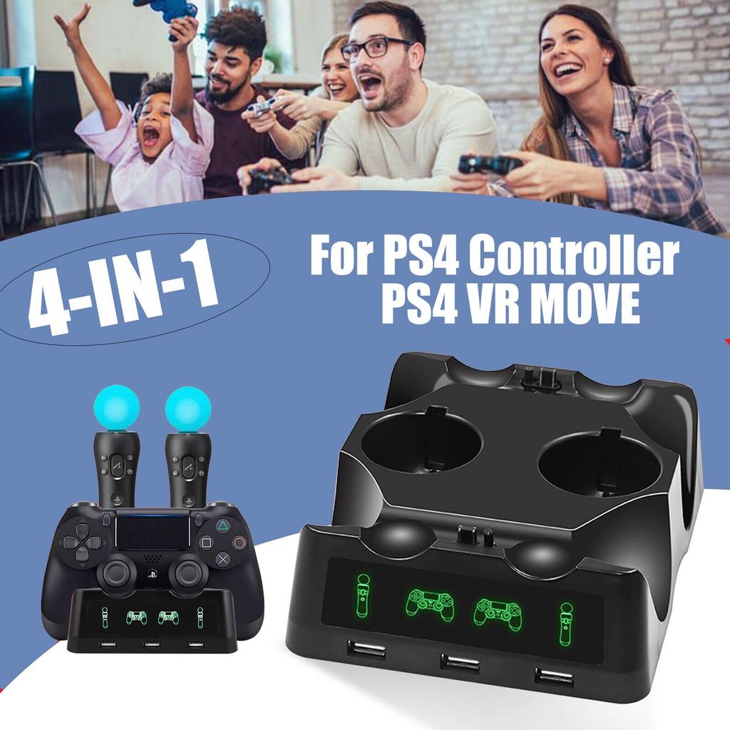 Stacja ładująca kontrolera PS4, stacja dokująca do szybkiego ładowania kontrolera ruchu PS4 VR Move z diodą LED, kompatybilna z PS4/PS4 Pro/PS4 Slim