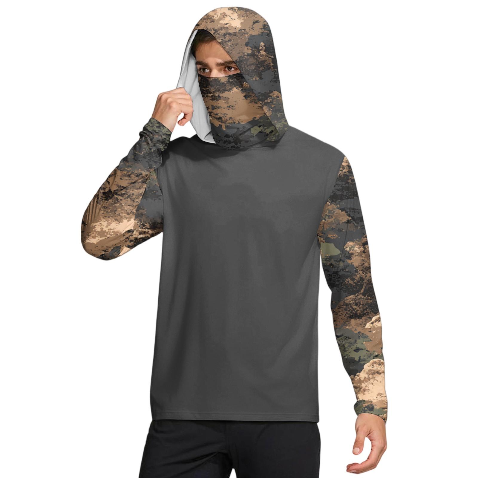 

Men s Shirt With Mask Lightweight Long Sleeve Hooded Hiking Fishing Performance L