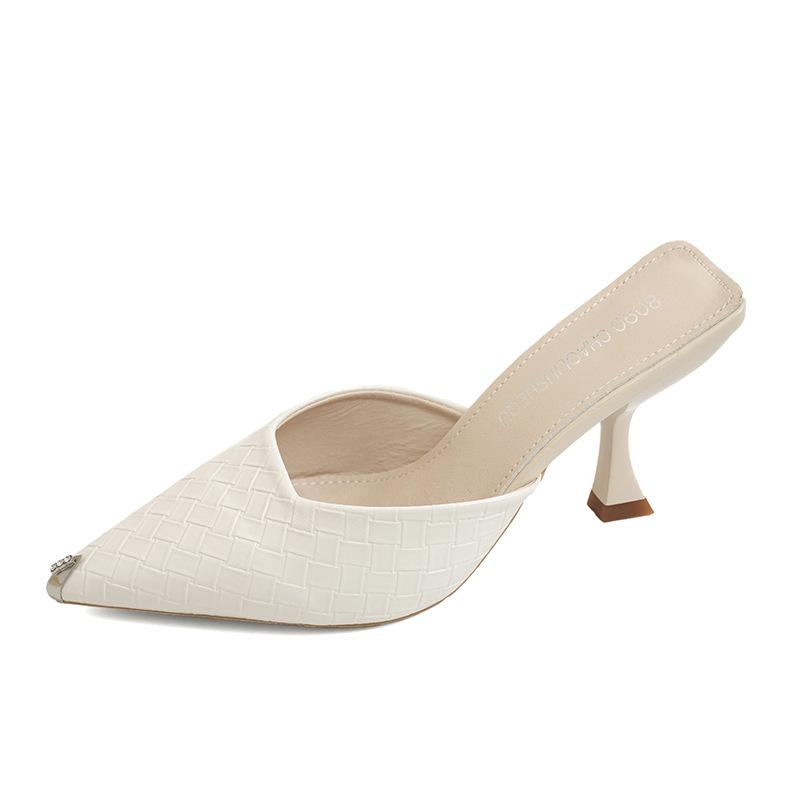 

Fine Heel Sandals - New Women s Style High-heeled Half-toe Pointed-toe Versatile Shoes 33 бежевый