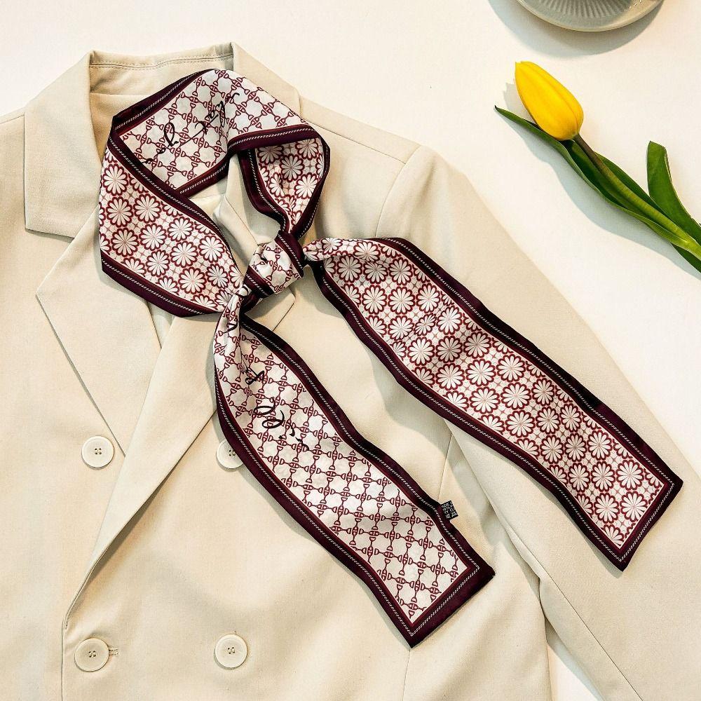 Korean Style Women Silk Scarf Hair Accessories Printing Neckerchief Floral Satin Hair Band  Beach