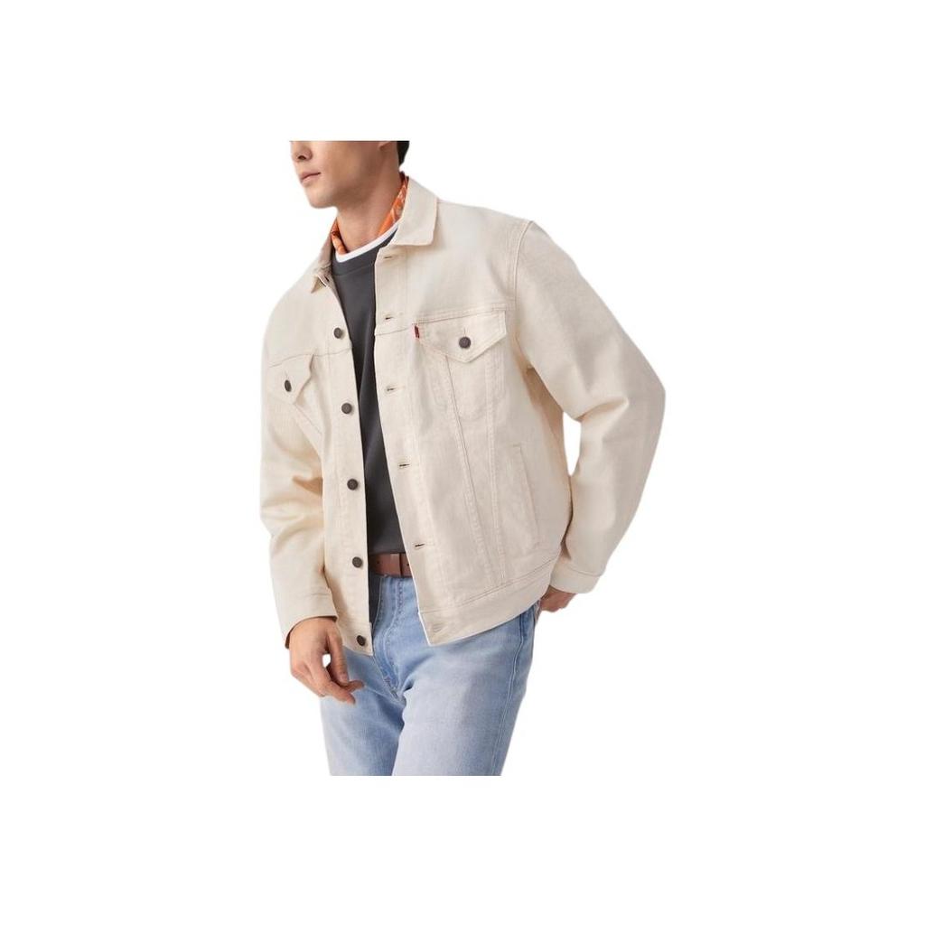 Levis Loose Casual Comfortable Lapel Long Sleeve Work Jacket Men Jackets Beige 002Y2-0001