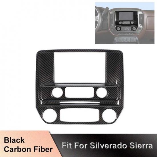For 14-18 Chevy Silverado Console GPS Navigation Screen Cover Trim Carbon Fiber