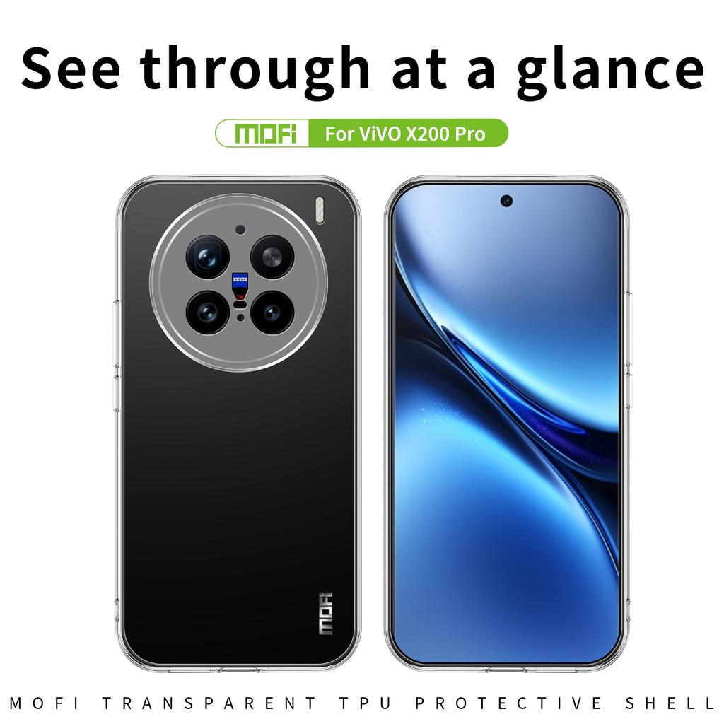 For vivo X200 Pro 5G Clear Phone Case MOFI Ultra-Thin TPU Phone Back Cover