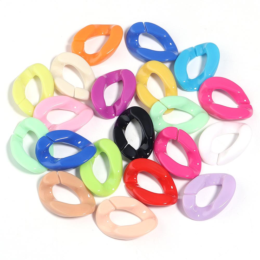 20pcs/lot Colorful Acrylic Twisted Link Chain Clasps For Jewelry Connectors Open Buckle DIY Necklace Glasses Chains Accessories