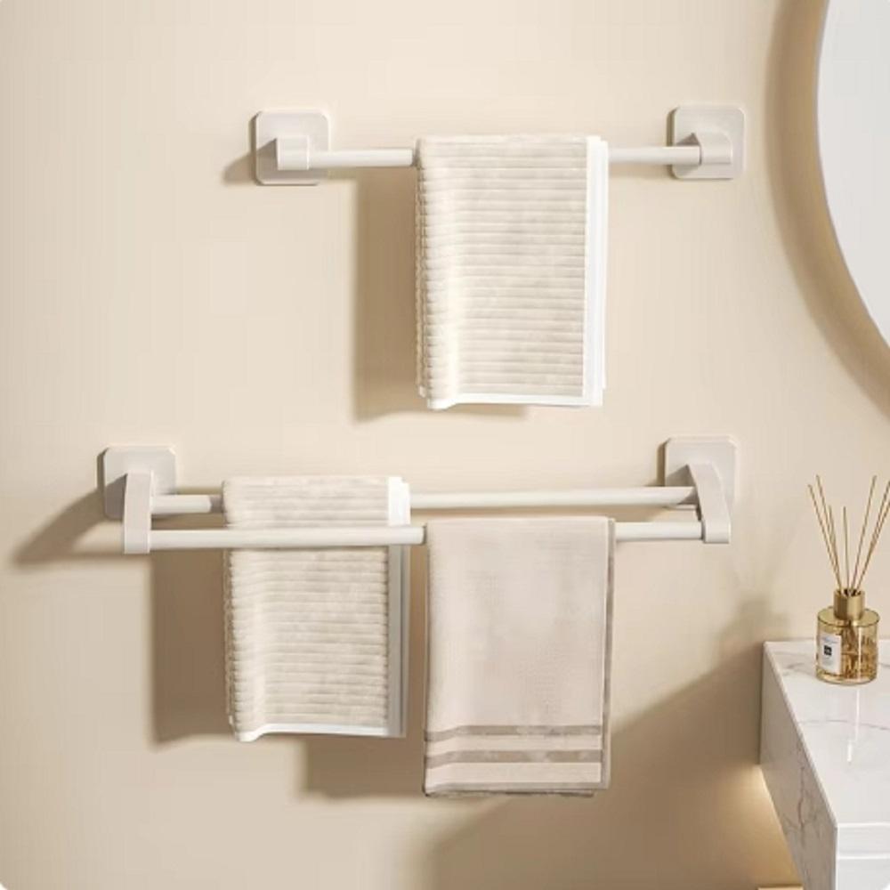 1PC Towel Rack, Bathroom Perforated Suction Cup, Wall Mounted Storage Rack, Toilet Storage, Bathroom Towel Rod