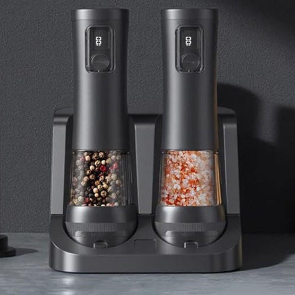 LED Indicator Electric Pepper Salt Grinder Set Adjustable Coarseness Pepper Salt Mill Restaurant
