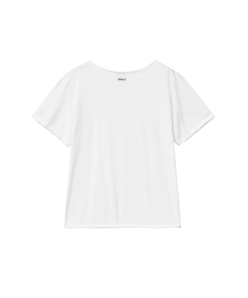 Lense Raw Edge U-Neck Half Tee White