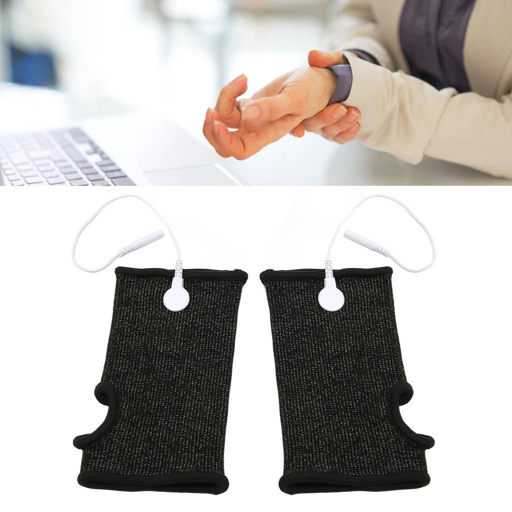 2 buc Manșetă Conductivă Reduce Durerea Umflarea Fibră de Argint Elastică pentru Artrită Amorțeală Negru