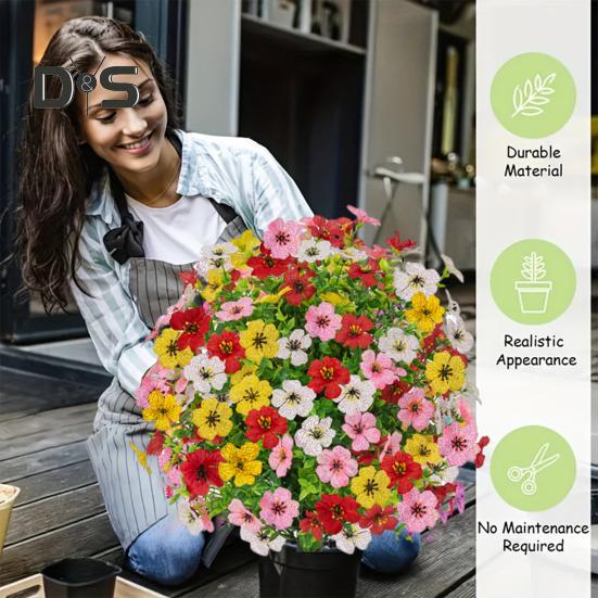 Artificial Violet Topiary Ball UV Resistant Violet Blooms Fake Evergreen Plants Flowers Brush with Ground Spike for Outdoor Indoor Garden Decor