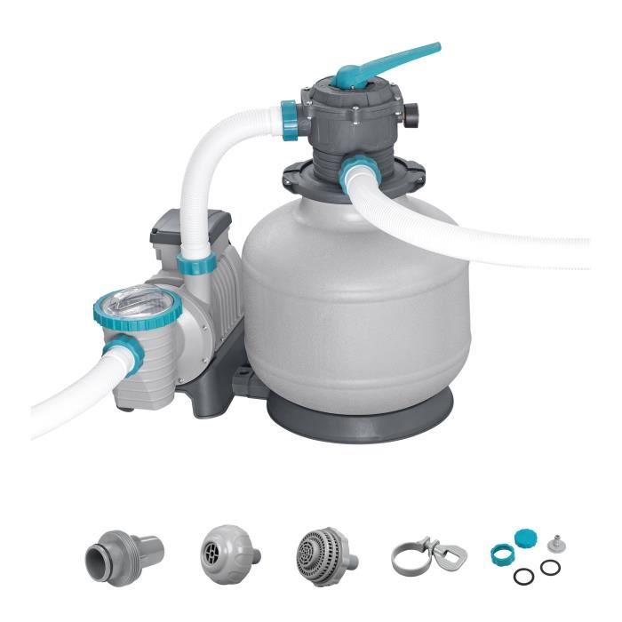 Sand filter / filtration pump for swimming pool up to 66 m3 - Bestway - 11,355 L/h - With pre-filter grigio