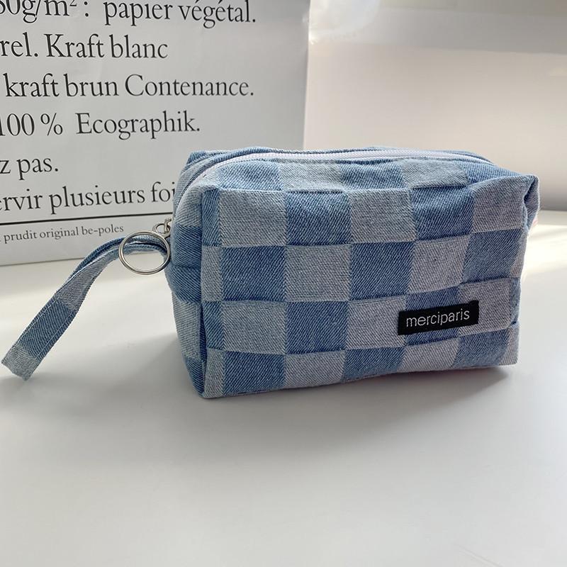 Leopard Grid Chess Print Pencil Case Large Capacity Stationery Bag Storage