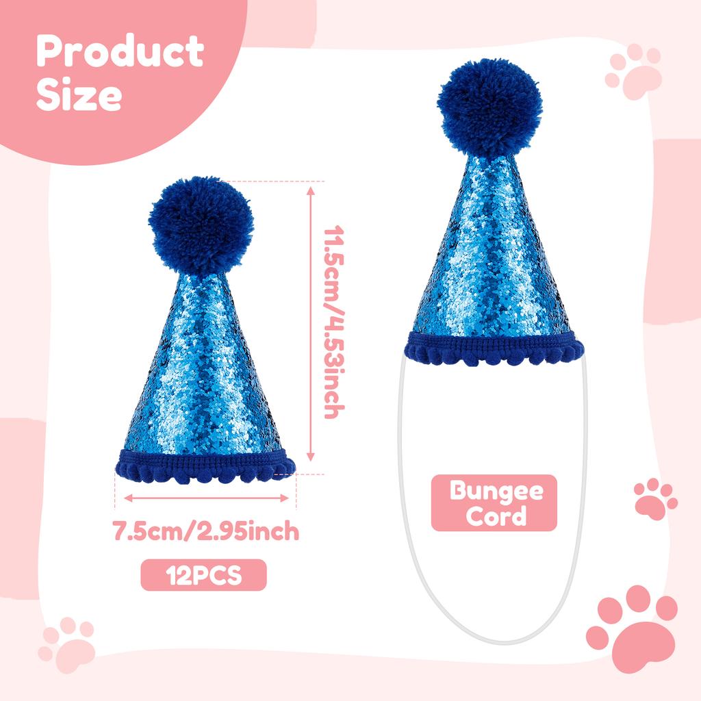 12Pcs Mini Small Dog Hat Cat Birthday Party Hat Reusable Puppy Cap Creative Kitten Cap Costume Accessories for Party Birthday