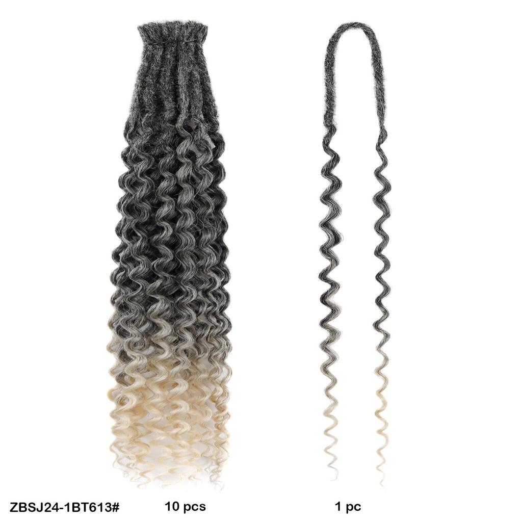 10pcs/lot Crochet Hair Afro Braiding Hair Extension 24Inch Crochet Box Braids Straight To Curly Ends Hair Synthetic Black Braids For Women