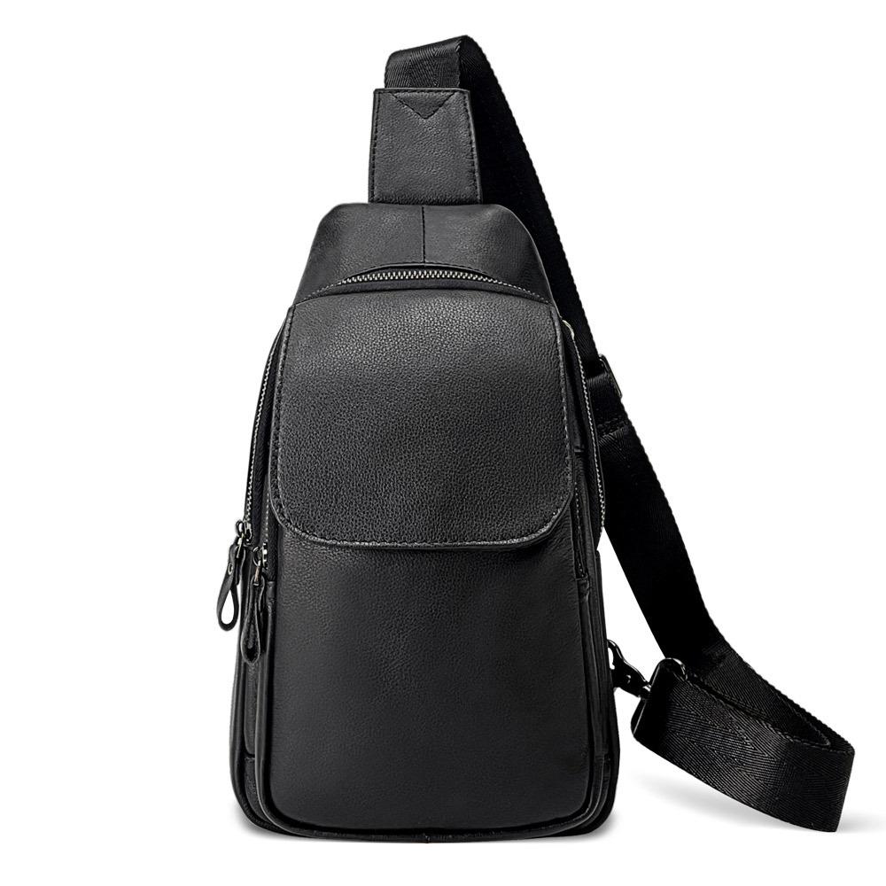 

Men s Leather Chest Bag, High-end Crossbody Bag, Outdoor Casual Crossbody Bag, Top Layer Cowhide Chest Shoulder Bag чёрный