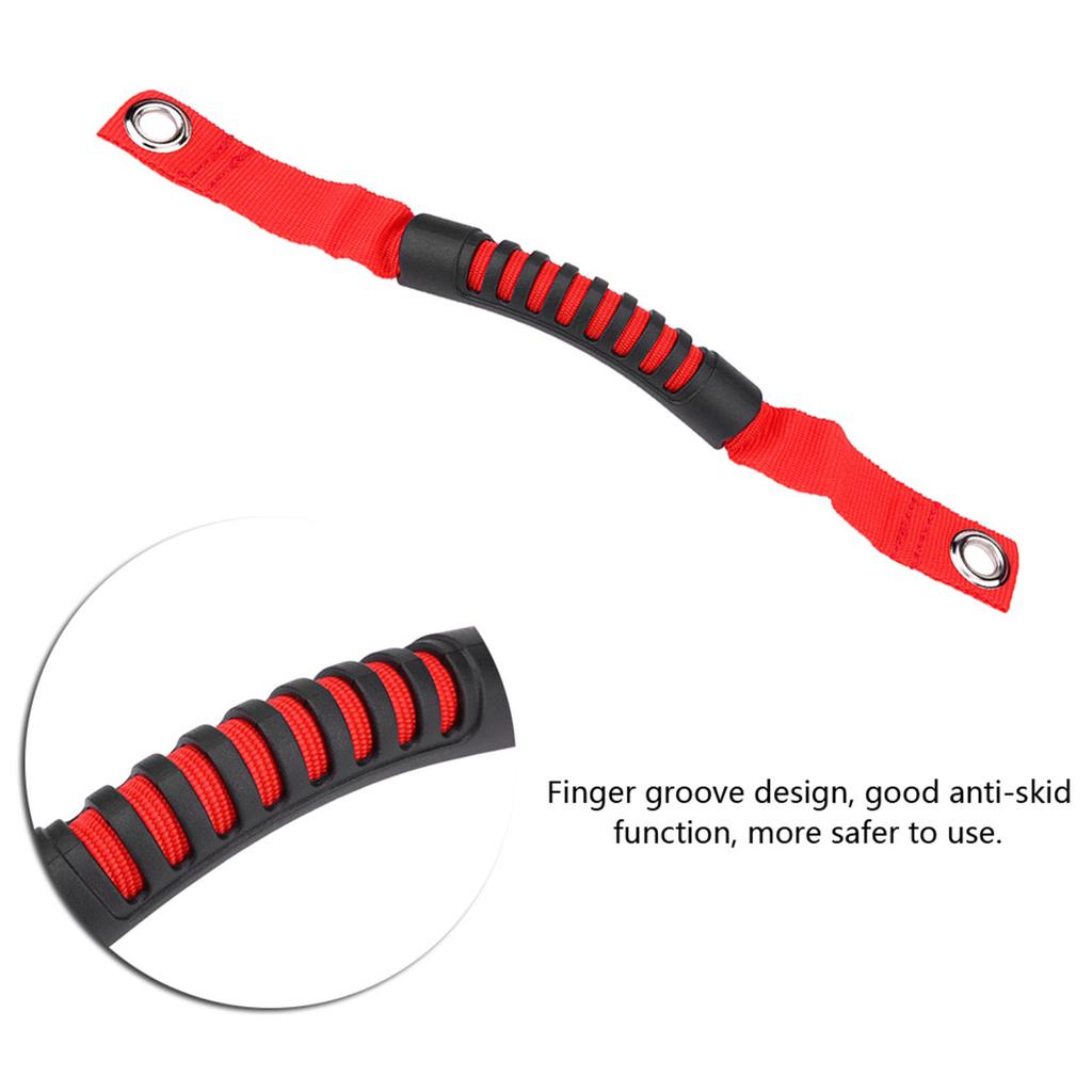 2Pcs Car Rr St Back Hdrest Grab Handle Set with Hole for   NaWrangler 1995-2017 Red