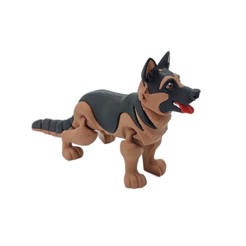 3D Printed German Shepherd Puppy Movable Toy Model – Realistic Desktop Pet Gift