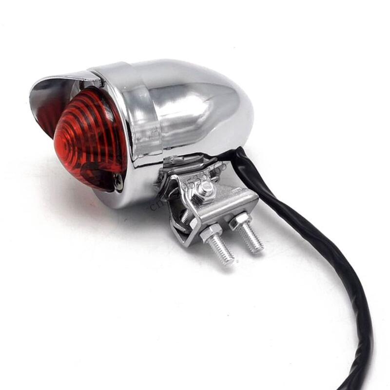 090E Set of 1 Motorcycles LED Adjustable Cafe Racer Stop Motorcycle Tail Light серебряный
