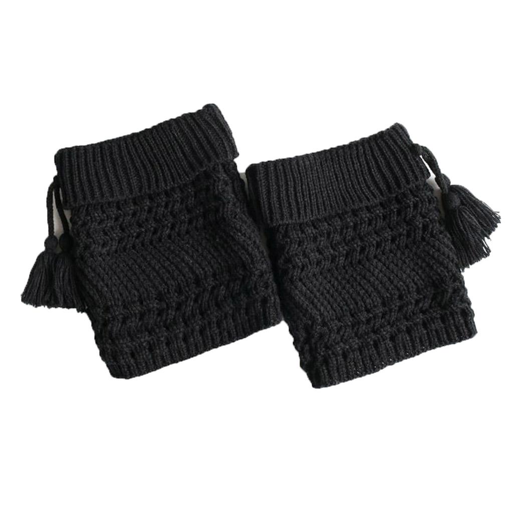1 Pair Fashion Winter Tassel Womens Knitted Leg Warmers Sock Elastic Stretchy Soft Trim Boot Cover Cuffs Toppers