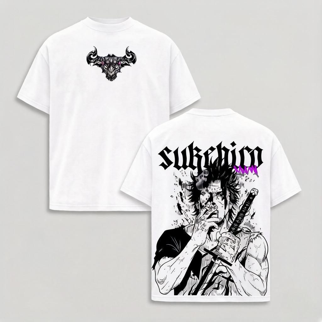 T-shirt Grafica Black Clover Yami Sukehiro Capitano dei Black Bulls Stampa Anime Manica Corta Girocollo Unisex Casual Fan di Manga Streetwear Top Magliette