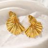 1Pair Exaggerated Big Petal Flower Earrings Gold Color Metal Flower Earrings Stud Earrings  Women