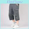 Men Summer Cotton 2025 Cropped Trousers Oversized Casual Shorts Multi Pocket Overall Pants Men Army Green Cargo Pants